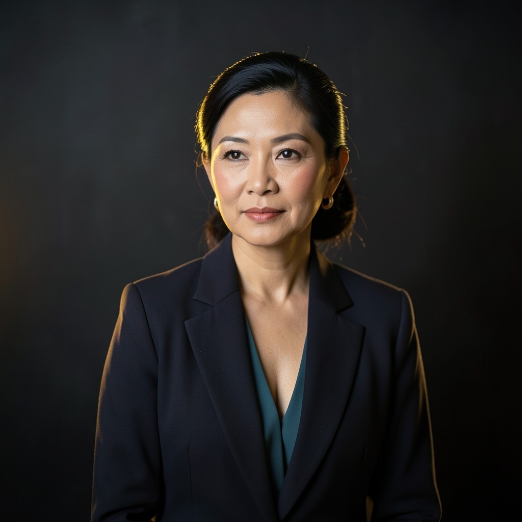 Portrait of Arisa Thongchai in a dark blazer against a muted interior